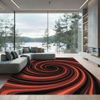Crimson Vortex Swirl Abstract Rug
