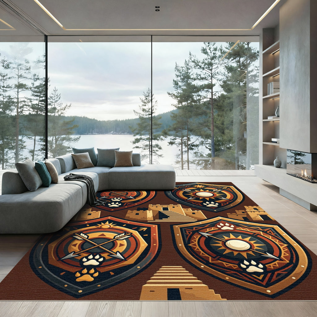Tribal Sun Arrow Paw Shield Rug