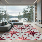 Crimson Multi-Point Star Arrangement Rug