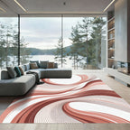 Modern Terracotta Abstract Flowing Lines Rug