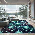 Cosmic Teal Shooting Stars Galaxy Rug