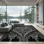 Gothic Monochrome Floral Archway Relief Rug