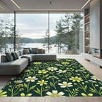 Verdant Woodland Botanical Floral Collage Rug