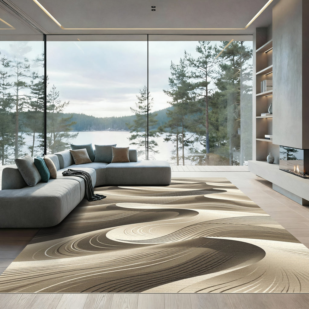 Serene Sand Dune Abstract Lines Rug