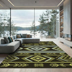 Earthy Green Geometric Tribal Arrow Rug