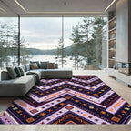 Purple Orange Tribal Chevron Rug