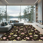 Dark Floral Garden Blossom Arrangement Rug