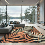Coral Ivory Fern Frond Arrangement Rug