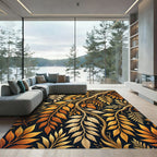 Golden Autumn Foliage Branch Tapestry Rug