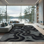 Dark Gray Wavy Contour Rug