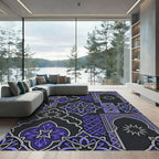 Deep Blue Geometric Arch Medallion Rug