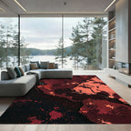 Crimson Splatter Abstract Earth Map Rug