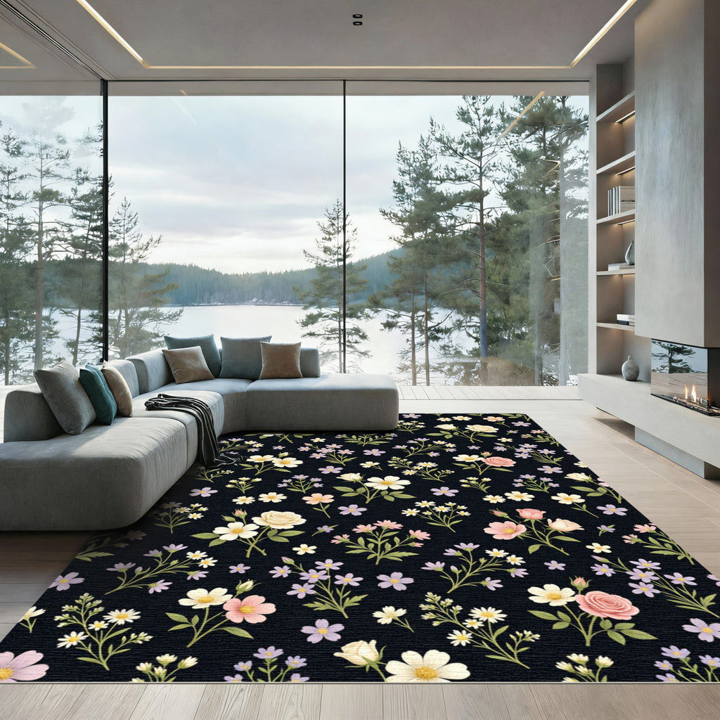 Whimsical Floral Branches Garden Rug