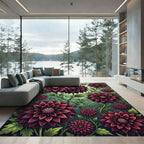 Rich Crimson Dahlia Garden Botanical Rug