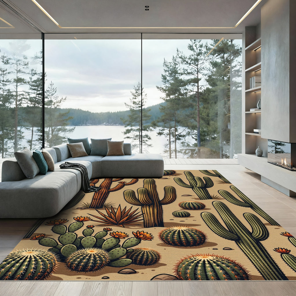 Desert Cactus Garden Arrangement Rug