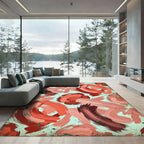 Painterly Coral Swirls AbstractRug Rug
