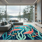 Coral Dolphin Underwater Sea Life Art Rug