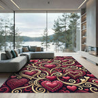 Crimson Heart Swirl Garland Rug