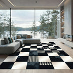 Black White Gingham Farmhouse Checkered Rug