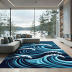 Azure Ocean Ripple Waves Art Rug