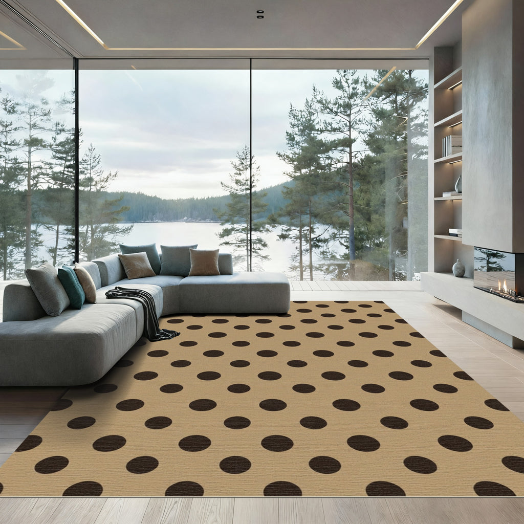 Classic Tan and Chocolate Polka Dot Rug