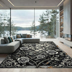 Gothic Gray Rose Trellis Rug
