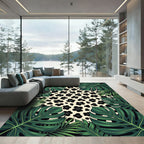 Lush Tropical Jungle Leopard Spot Rug