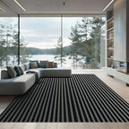 Modern Black Vertical Stripe Rug