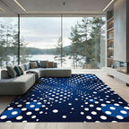 Deep Blue Scattered Dot Burst Rug