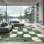 Distressed Sage Green Checkered Gingham Rug
