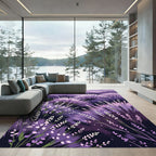 Violet Lavender Bush Field Background Rug