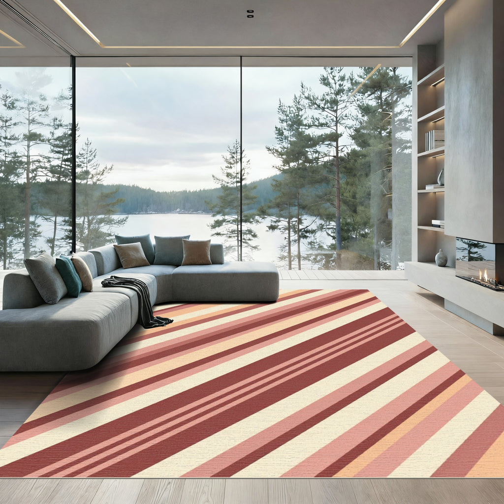 Terra Cotta Striped Diagonal Rug