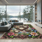 Vintage Floral Pocket Watch Heart Tapestry Rug