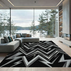 Jagged Gray Lightning Bolt Rug