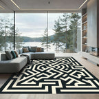 Monochromatic Maze Geometric Illusion Rug