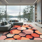 Coral Peach Hexagonal Forms Rug