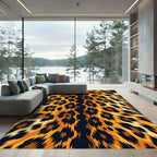 Jaguar Spots Black Orange Fur Abstraction Rug