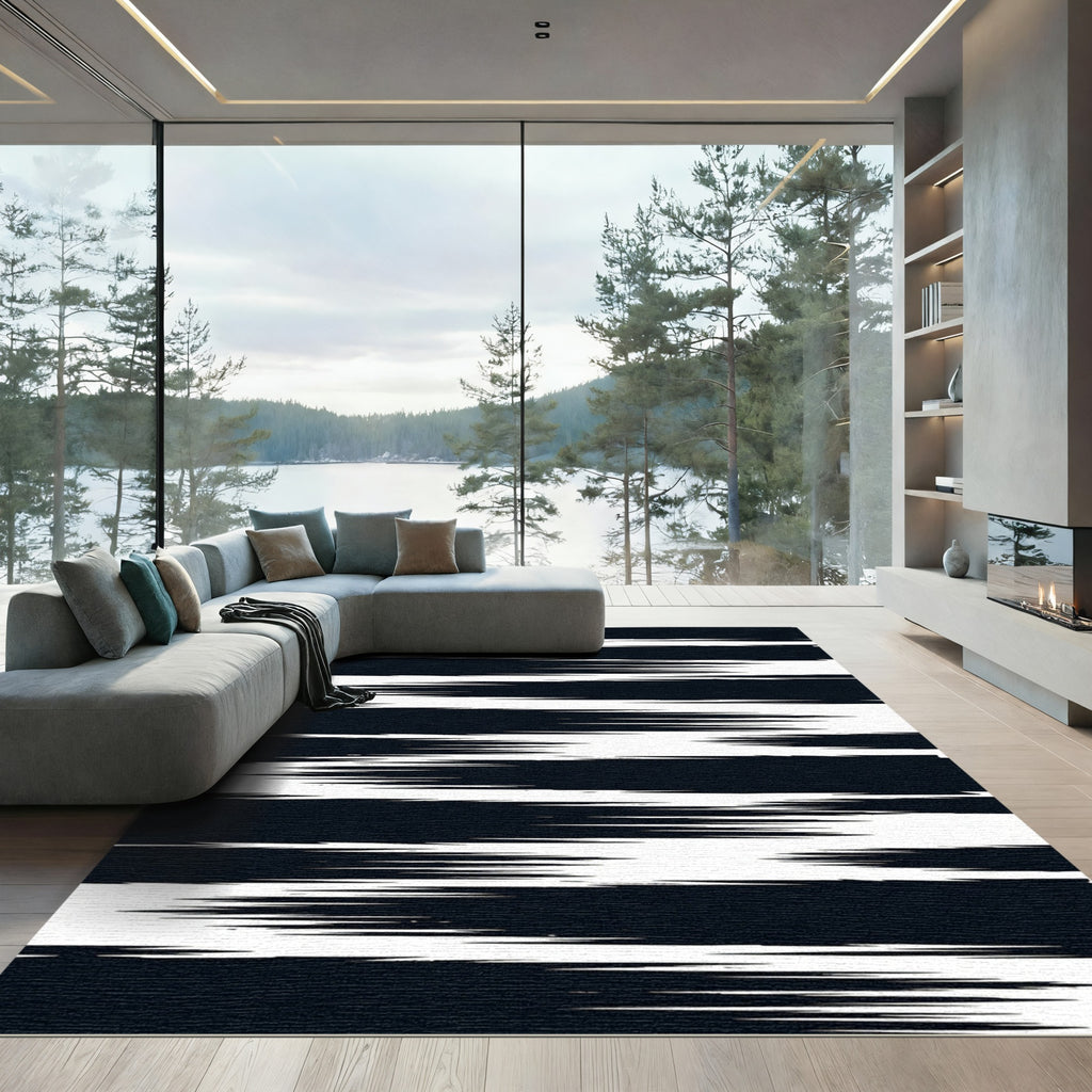 Monochromatic Textured Stripe Arrangement Rug