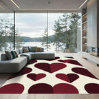 Modern Deep Red Geometric Heart Rug