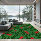 Emerald Green Red Berry Foliage Rug
