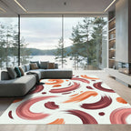 Abstract Terracotta Swirl Brush Stroke Rug