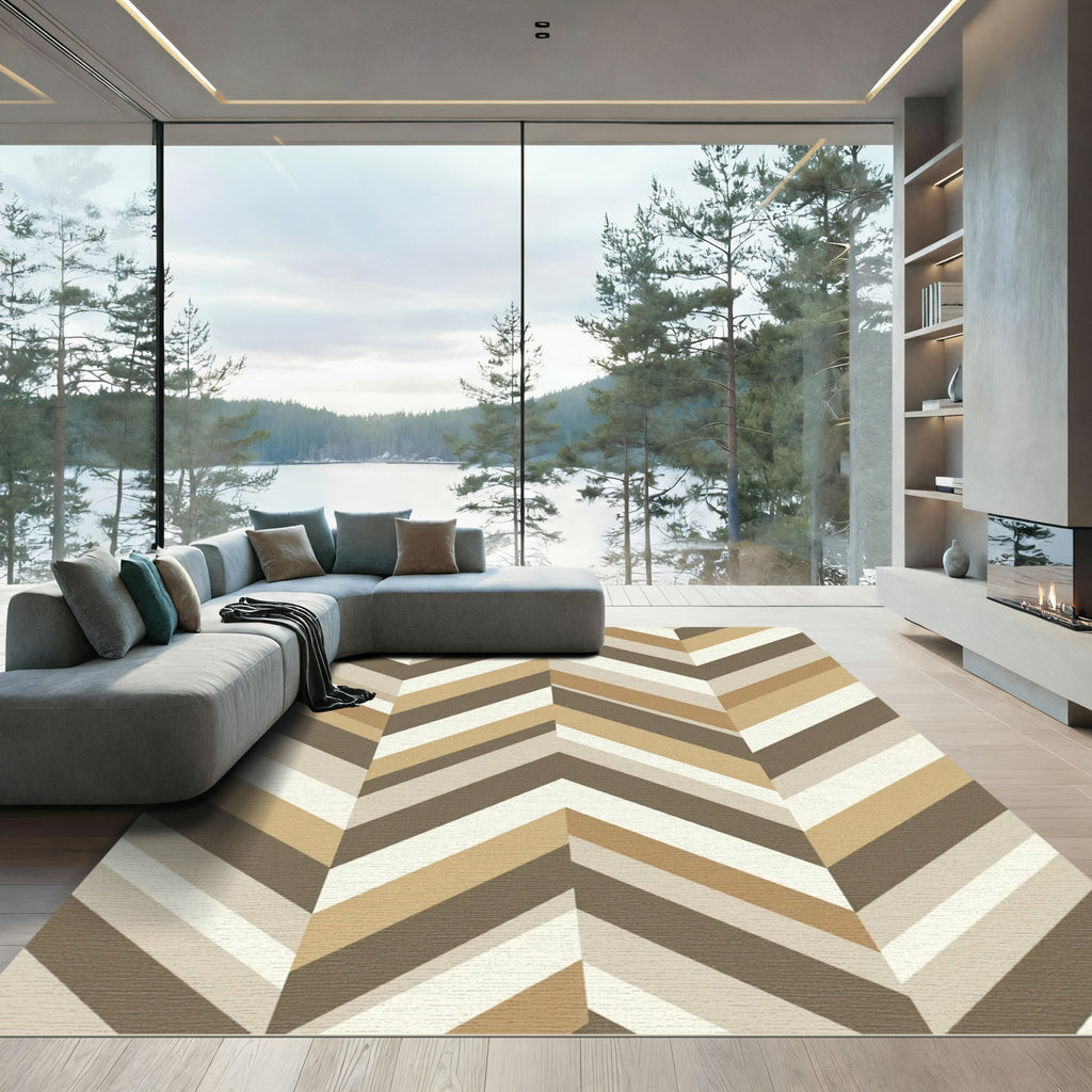 Earthy Chevron Stripe Arrangement Rug