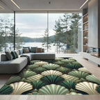 Emerald Art Deco Fan Shell Rug