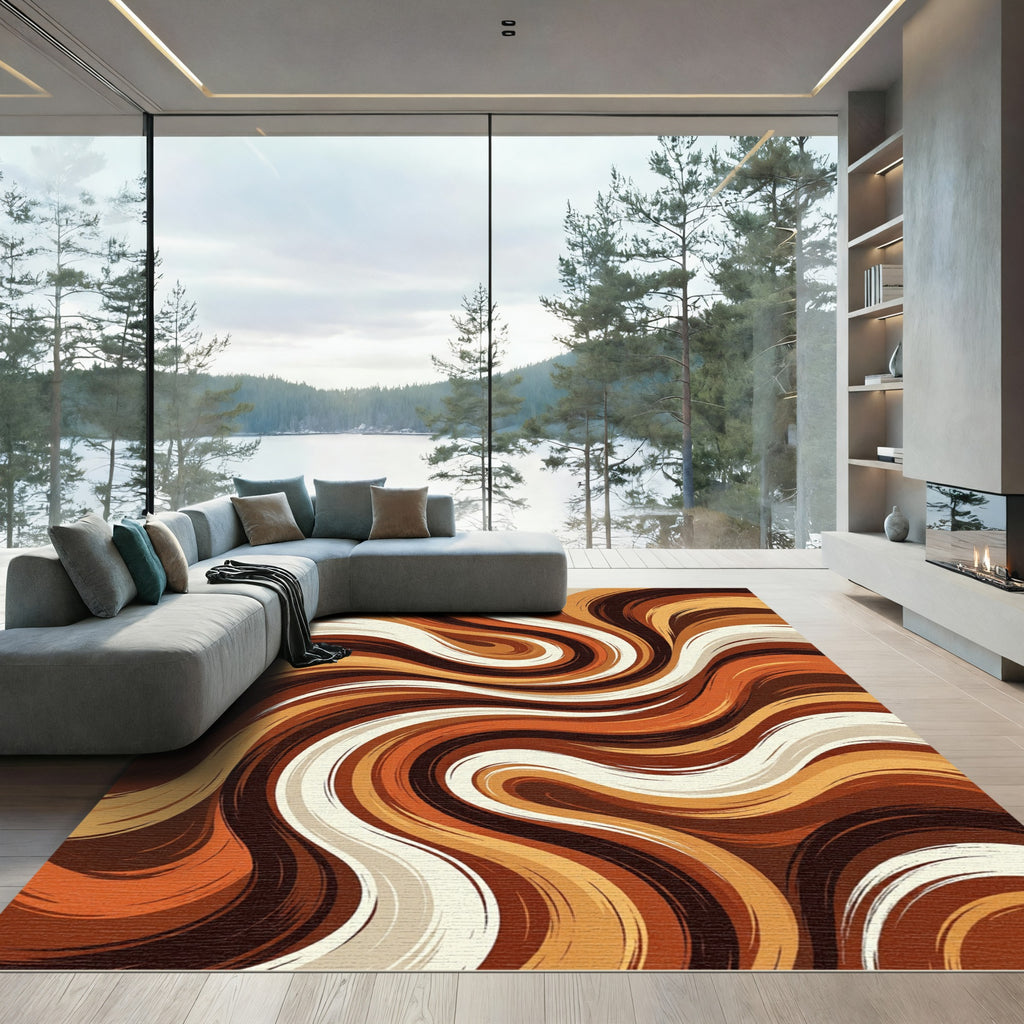 Earthy Tones Swirl Abstract Rug