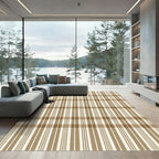 Classic Taupe and Cream Grid Plaid Rug