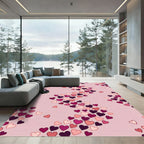 Pink Hearts Scattered Gradient Rug