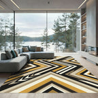 Geometric Chevron Mustard Stripe Rug