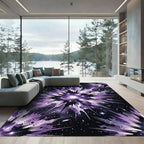 Celestial Purple Cosmic Nebula Burst Rug