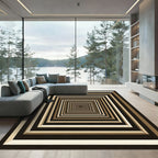 Monochrome Geometric Infinite Square Tunnel Rug
