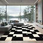 Monochrome Abstract Geometric Checkered Grid Rug